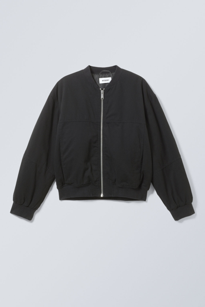 Shop Weekday Relaxed Cotton Bomber Jacket In Black