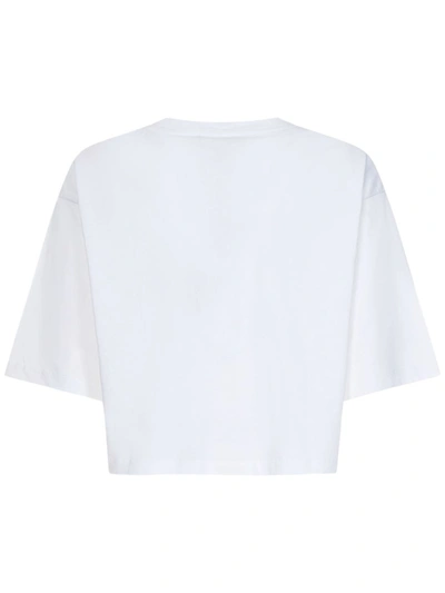 Shop Balmain Logo Cropped Cotton T-shirt In White