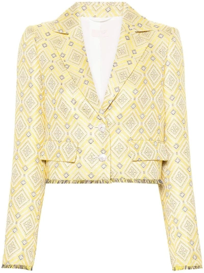 Shop Liu •jo Liu Jo Geometric Print Jacket In Yellow
