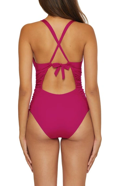 Shop Soluna Shirred Cinched Tie One-piece Swimsuit In Pink