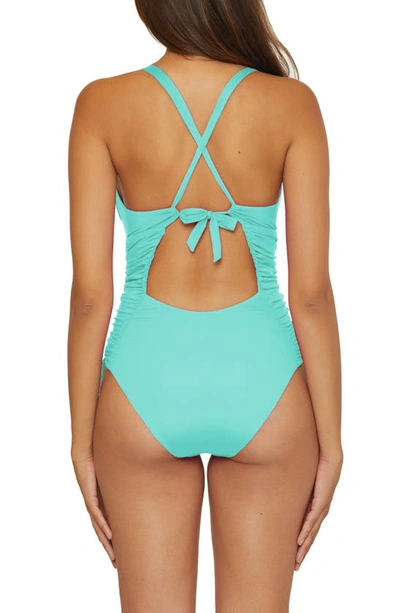 Shop Soluna Shirred Cinched Tie One-piece Swimsuit In Sky