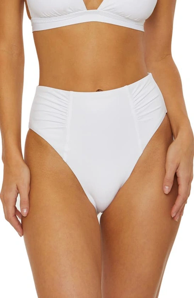 Shop Soluna Ruched High Waist Bikini Bottoms In White