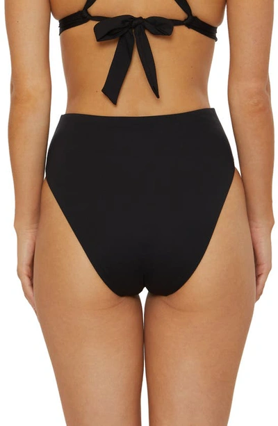 Shop Soluna Ruched High Waist Bikini Bottoms In Black
