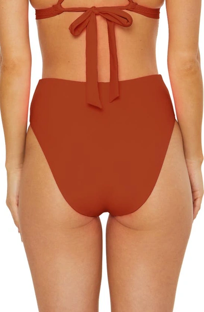 Shop Soluna Ruched High Waist Bikini Bottoms In Copper