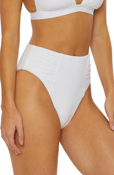 Soluna Ruched High Waist Bikini Bottoms In White