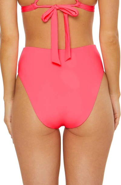 Shop Soluna Ruched High Waist Bikini Bottoms In Popsicle