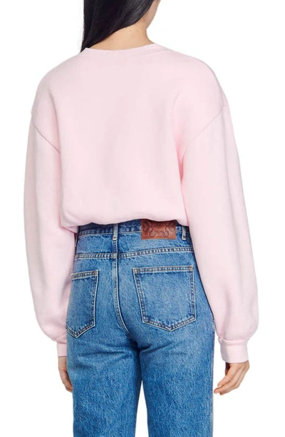 Shop Sandro Jiya Puff Sleeve Sweatshirt In Light Pink