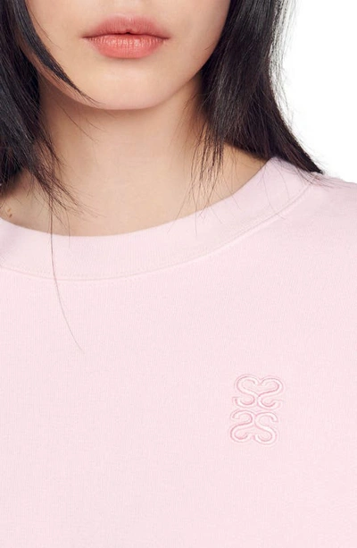 Shop Sandro Jiya Puff Sleeve Sweatshirt In Light Pink