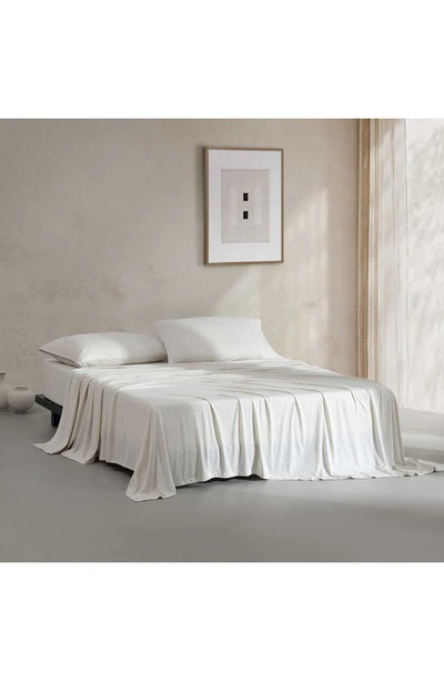 Shop Calvin Klein Mélange Cotton Blend Jersey Sheet Set In White