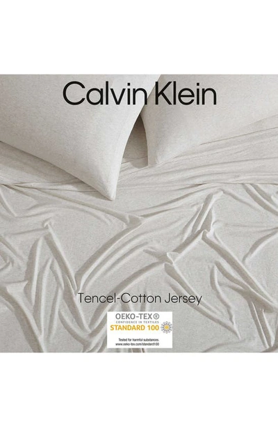 Shop Calvin Klein Mélange Cotton Blend Jersey Sheet Set In White