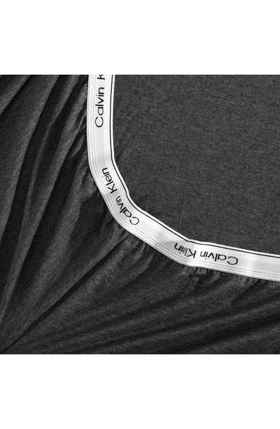 Shop Calvin Klein Mélange Cotton Blend Jersey Sheet Set In Grey