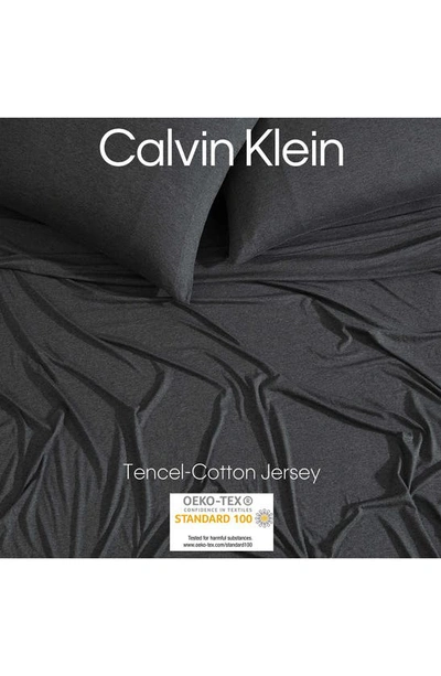 Calvin Klein Modern Cotton Blend Melange Jersey 4 Piece Sheet Set, Queen In Grey