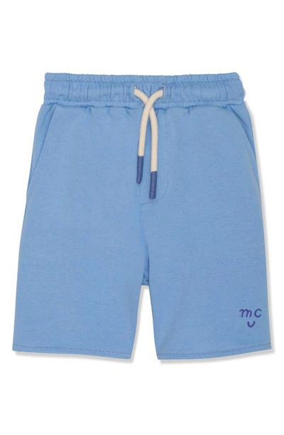 Shop Mon Coeur Kids' Knit Drawstring Shorts In Della Blue