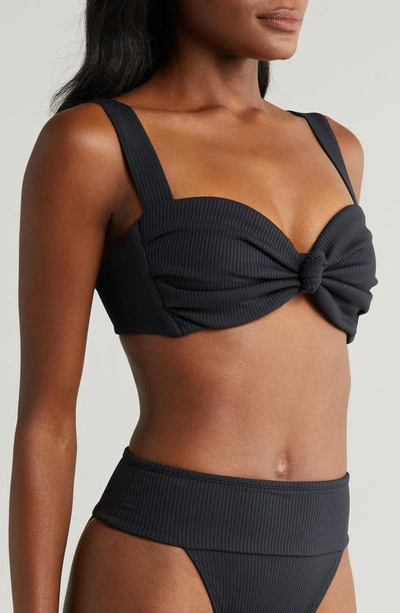 Montce Hayden Rib Bikini Top In Black Rib