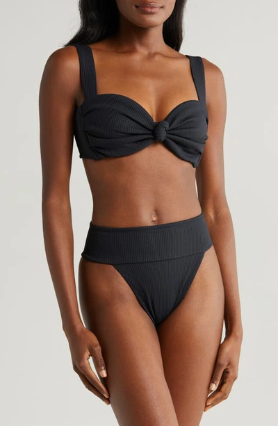 Montce Hayden Rib Bikini Top In Black Rib