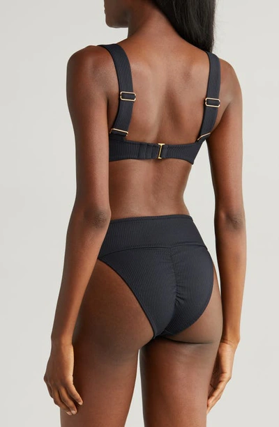 Montce Hayden Rib Bikini Top In Black Rib