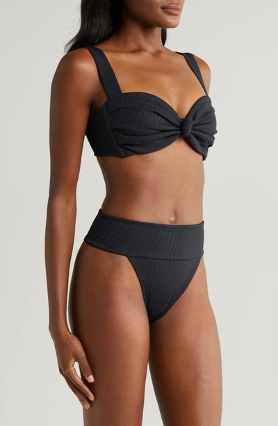 Montce Hayden Rib Bikini Top In Black Rib