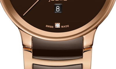 Rado Centrix Diamond Bracelet Watch, 30.5mm In Brown