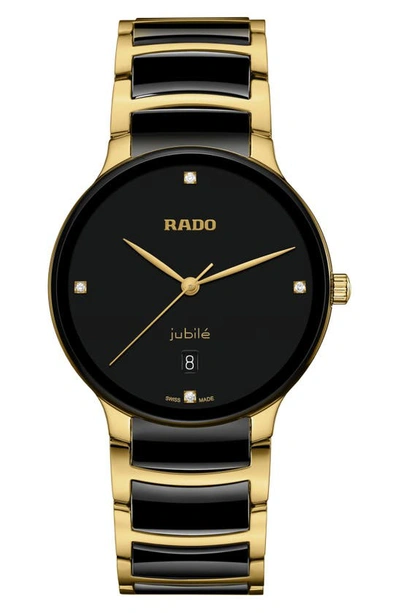 Shop Rado Centrix Diamond Bracelet Watch, 39.5mm In Black