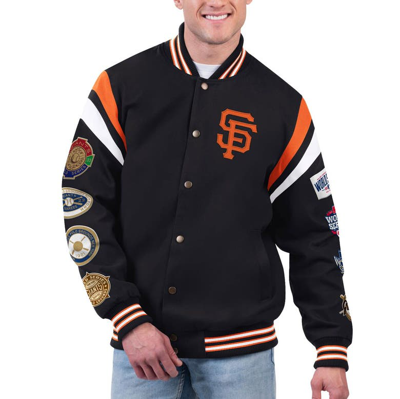 Shop G-iii Sports By Carl Banks Black San Francisco Giants Quick Full-snap Varsity Jacket