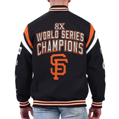 Shop G-iii Sports By Carl Banks Black San Francisco Giants Quick Full-snap Varsity Jacket