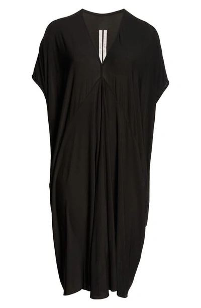 Shop Rick Owens Tommykite V-neck Jersey Dress In Black