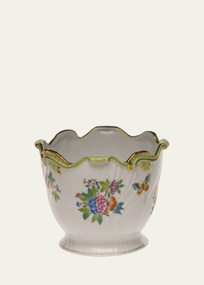 Shop Herend Queen Victoria Ribbed Cache Pot In Multi