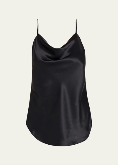 Shop Cinq À Sept Marta Cowl-neck Silk Camisole In Black