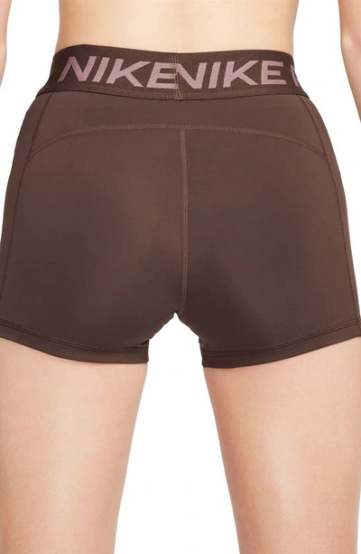 Shop Nike Pro 3-inch Shorts In Baroque Brown/ White