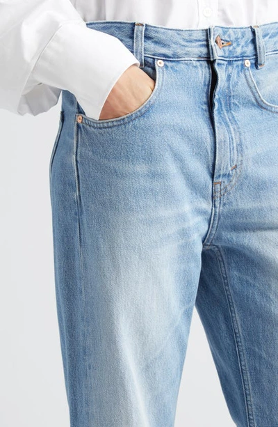 Shop Bite Studios Curved Organic Cotton Denim Jeans In Brushed Blue