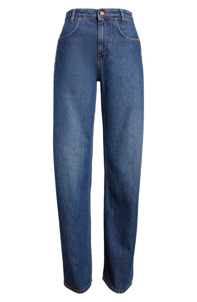 Shop Bite Studios Curved Organic Cotton Denim Jeans In Brushed Blue