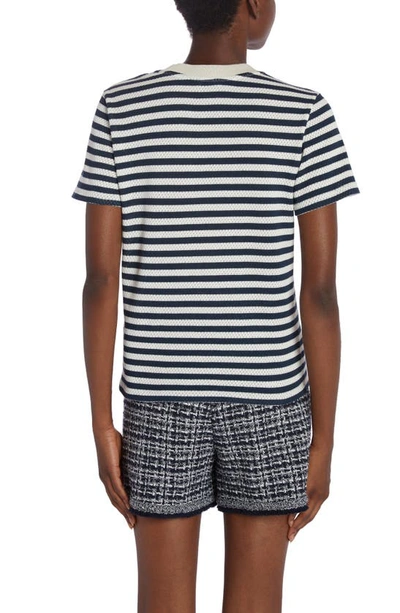 Shop Moncler Stripe Pointelle Cotton T-shirt In White