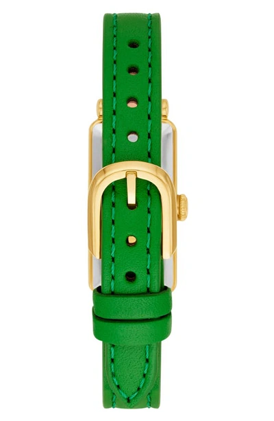 Shop Kate Spade Rosedale Leather Strap Watch, 32mm In Green / Gold