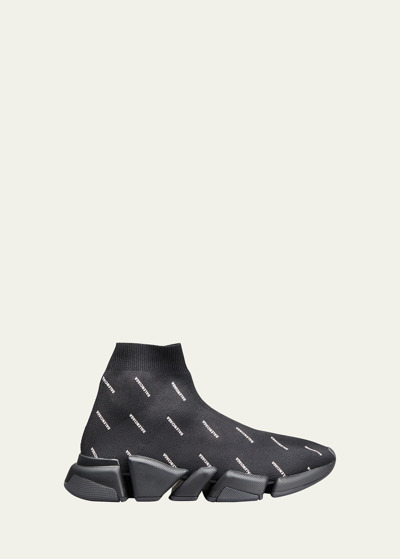 Shop Balenciaga Men's Speed 2.0 Knit Sock Trainer Sneaker In Noir/ecru