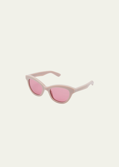 Shop Alexander Mcqueen Acetate Cat-eye Sunglasses W/ Logo Detail In 005 Shiny Solid L