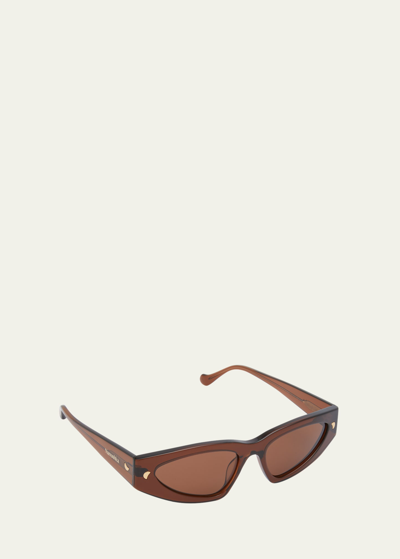 Shop Nanushka Crista Acetate Cat-eye Sunglasses In Brown