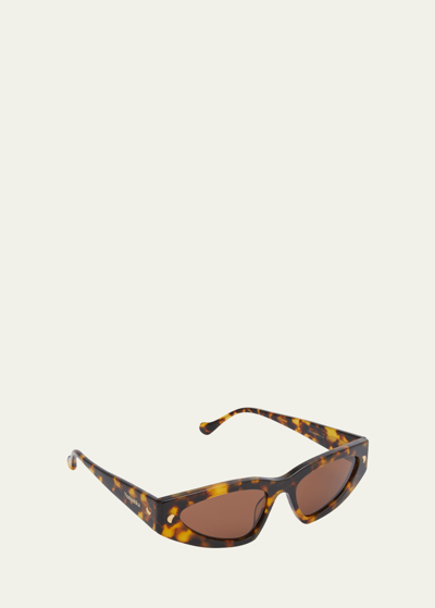 Shop Nanushka Crista Acetate Cat-eye Sunglasses In Dark Amber