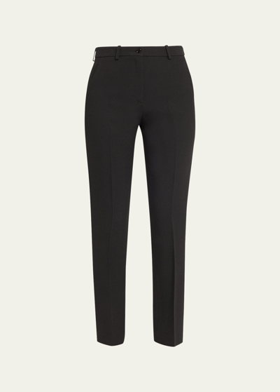 Shop Michael Kors Samantha Double Crepe Sablé Slim-leg Pants In Black