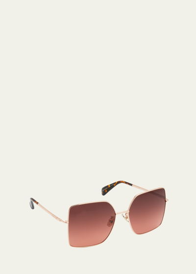 Shop Max Mara Engraved Logo Metal Alloy Butterfly Sunglasses In Red Brown