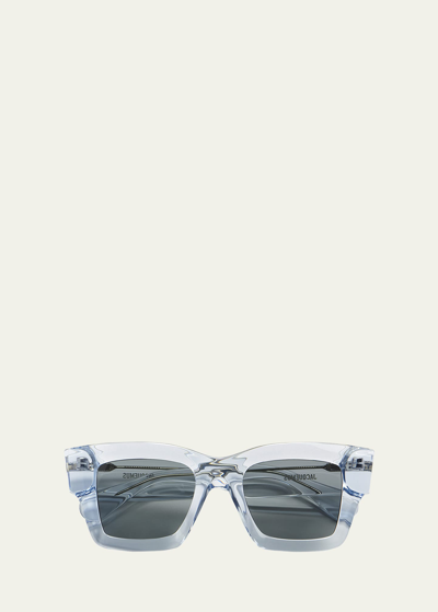 Shop Jacquemus Les Lunettes Baci Acetate Rectangle Sunglasses In Light Blue