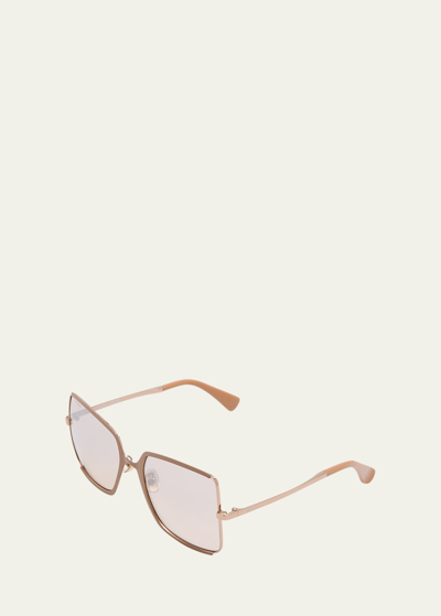 Shop Max Mara Weho Metal & Acetate Butterfly Sunglasses In Shiny Rose Gold C