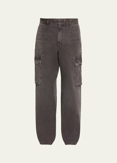 Shop Givenchy Men's Faded Canvas Cargo Pants In Black