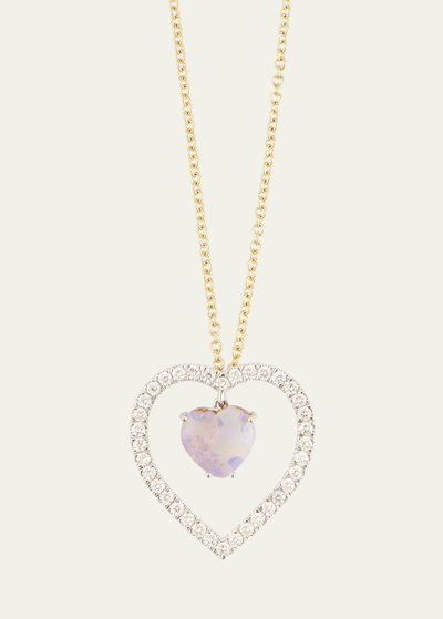 Shop Kimberly Mcdonald 18k Yellow Gold Diamond And Opal Heart Pendant Necklace