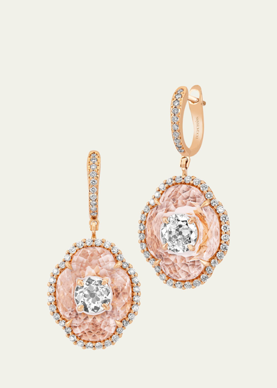 Shop Boghossian Rose Gold Inlay Morganite Drop Earrings With Diamonds