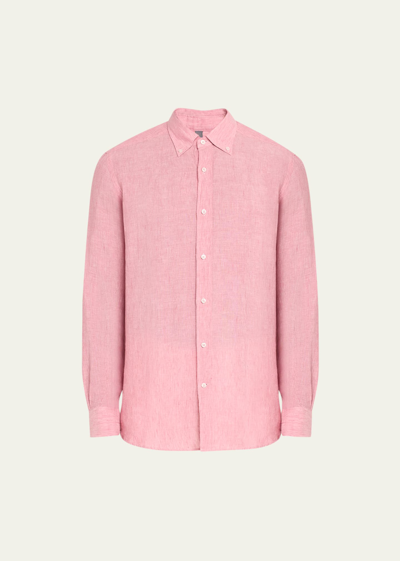 Shop Bergdorf Goodman Men's Linen Sport Shirt In 83b Pink