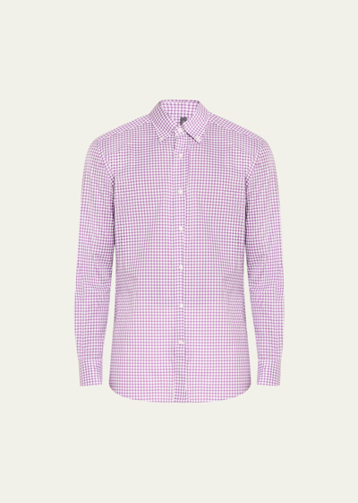 Shop Bergdorf Goodman Men's Cotton Gingham Check Sport Shirt In 5 Ppl Wht