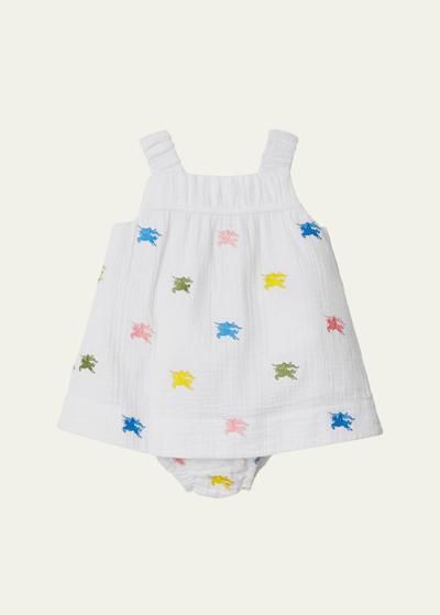 Shop Burberry Girl's Bethan Ekd Dress With Bloomers In Multi
