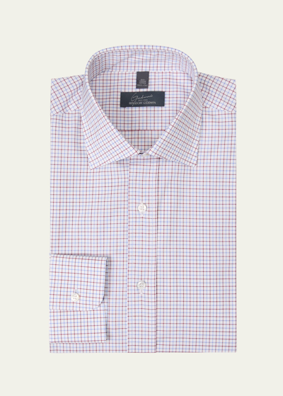 Shop Bergdorf Goodman Men's Cotton Graph Check-print Dress Shirt In 38-wht Blu Burg