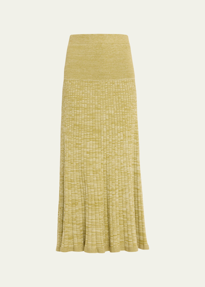 Shop Anna Quan Amber Knit Maxi Skirt In Pesto