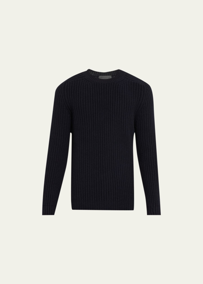 Shop Iris Von Arnim Men's Stonewashed Cashmere Ribbed Crewneck Sweater In Navy